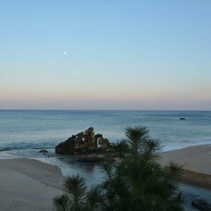 a view of the ocean from a beach